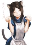  1girl alice:_madness_returns alice_(wonderland) alice_in_wonderland american_mcgee&#039;s_alice animal_ears apron black_hair breasts cat_ears cat_tail ceramic_man dress jewelry long_hair necklace simple_background smile solo tail white_background 