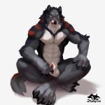  1:1 4_toes 5_fingers abs animal_genitalia animal_penis anthro balls biceps biped canid canine canine_penis canis claws crossed_legs feet fenris_(zephyxus) fingers fur genitals grey_body grey_fur grey_tail licking licking_lips looking_at_genitalia looking_at_penis looking_down male mammal multicolored_body multicolored_fur multicolored_tail muscular muscular_anthro muscular_male nude paws pecs penis penis_tip scar sheath sheath_grab simple_background sitting solo toe_claws toes tongue tongue_out triceps white_body white_fur wolf zephyxus 