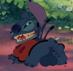  2_anuses 4_arms alien antennae_(anatomy) anus balls big_ears big_nose black_eyes blue_balls blue_body blue_fur bottomless butt clothed clothing disney experiment_(lilo_and_stitch) feral fur genitals grin hi_res lilo_and_stitch looking_at_viewer looking_back male monocerus multi_anus multi_arm multi_limb open_mouth outside paws presenting presenting_anus presenting_hindquarters screencap screencap_background smile solo spines spread_butt spreading stitch_(lilo_and_stitch) watermark 