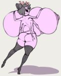  2019 angstrom arachnid arthropod big_breasts biped black_hair blush breasts butt digital_media_(artwork) female fishnet grey_background hair huge_breasts hyper hyper_breasts muffet multi_arm multi_limb nipples non-mammal_breasts simple_background solo spider undertale video_games wide_hips 