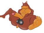  4:3 abs absurd_res anthro anus balls big_balls big_penis brown_body brown_fur canid canine canis dobermann domestic_dog feet fur genitals gypsy_king_(artist) hi_res huge_balls huge_penis humanoid_genitalia humanoid_penis hyper hyper_balls hyper_genitalia hyper_penis male mammal muscular nude penis pinscher pose simple_background solo spread_legs spreading 