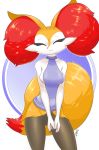  2020 anthro black_body black_fur braixen breasts canid canine cheek_tuft clothed clothing digital_media_(artwork) digital_painting_(artwork) dipstick_tail eyes_closed facial_tuft female fluffy fluffy_tail fox fully_clothed fur hair hi_res inner_ear_fluff mammal multicolored_tail nintendo pok&eacute;mon pok&eacute;mon_(species) portrait purple_clothing red_body red_fur red_nose simple_background smile solo somney spread_legs spreading sweater three-quarter_portrait topwear tuft video_games virgin_killer_sweater white_body white_fur yellow_body yellow_fur 