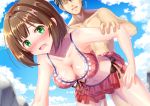  blush breasts brown_hair cleavage green_eyes idolmaster idolmaster_cinderella_girls idolmaster_cinderella_girls_starlight_stage kyamu_(qqea92z9n) maekawa_miku navel 