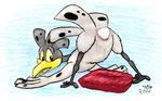  101_dalmatians 2006 ass_up avian bird chicken cloaca disney egg female feral looking_back oviposition solo spot unknown_artist 