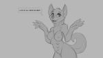  16:9 2020 6_breasts anthro big_breasts breasts canid canine canis dialogue domestic_dog english_text female fur genitals grey_background mammal monochrome multi_breast nipples nude pussy simple_background solo text watsup widescreen 