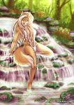  anthro canid canine canis clothing female freya_(tanrowolf) hi_res mammal nature pinup pose solo swimwear text toxi_de_vyne_(artist) url waterfall wolf 