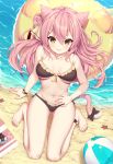 1girl absurdres animal_ears beach bikini cat_ears cat_tail character_request highres long_hair neps-l original pink_hair swimsuit tail yellow_eyes 