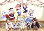  6+girls :d :o ;d ^_^ absurdres ahoge aiguillette akagi-chan_(azur_lane) american_flag_legwear anchor_necklace animal animal_ears apron arm_up arms_up azur_lane bangs bare_shoulders belchan_(azur_lane) belfast_(azur_lane) bell bird black_dress black_footwear black_gloves black_headwear black_kimono black_legwear black_skirt blonde_hair blue_bow blue_capelet blue_dress blue_eyes blue_footwear blue_hair blue_skirt blunt_bangs blush bow bowtie bracelet braid breasts brown_hair cape capelet chair character_doll chick child_drawing choker clenched_hands closed_eyes coat_dress collarbone collared_dress commander_(azur_lane) commentary_request confetti detached_collar doll double_v dress elbow_gloves eyebrows_visible_through_hair fake_wings fingerless_gloves fox_ears fox_girl fox_tail french_braid frilled_apron frills full_body fur-trimmed_cape fur_trim gloves gold_trim group_picture hair_bell hair_between_eyes hair_bow hair_intakes hair_ornament hairclip hand_on_hip hat hiei-chan_(azur_lane) highres holding holding_animal holding_doll horns huge_filesize index_finger_raised iron_cross japanese_clothes jewelry jumping kimono knees_together_feet_apart lace-trimmed_headwear lace_trim little_cleveland_(azur_lane) little_helena_(azur_lane) little_illustrious_(azur_lane) little_renown_(azur_lane) little_san_diego_(azur_lane) long_hair long_sleeves looking_at_another looking_at_viewer low_twintails maid_apron maid_headdress manjuu_(azur_lane) midriff_peek military_hat multicolored multicolored_cape multicolored_clothes multiple_girls multiple_tails nako_nya navel necktie one_eye_closed one_side_up open_mouth outstretched_arm pantyhose parted_bangs peaked_cap pink_eyes pleated_dress pleated_skirt red_bow red_eyes red_footwear red_hair red_neckwear red_skirt ribbon sakuramon shadow shirt shoes short_hair sidelocks signature silver_hair sitting skirt sleeveless sleeveless_dress sleeveless_shirt small_breasts smile stage standing standing_on_chair star_(symbol) star_print strapless strapless_dress string_of_flags tail thighhighs tilted_headwear twintails two_side_up v very_long_hair waist_apron white_apron white_cape white_dress white_footwear white_gloves white_headwear white_legwear white_shirt wide_sleeves wings zeppelin-chan_(azur_lane) zettai_ryouiki |d 
