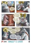  anthro bovid canid canine canis caprine comic dialogue duo english_text fur hi_res lirkov looking_at_viewer male mammal open_mouth sheep text traditional_media_(artwork) wolf 