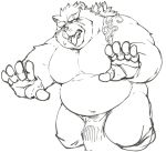  2020 anthro asian_clothing belly blush canid canine clothing east_asian_clothing exe_exem fundoshi gyobu humanoid_hands japanese_clothing kemono male mammal moobs overweight overweight_male raccoon_dog scar simple_background solo tanuki tokyo_afterschool_summoners tongue tongue_out underwear video_games white_background 