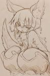  1other animal_ears blush fur furry heavy_breathing highres looking_at_viewer made_in_abyss masturbation mitsuba-sama_(milkba-ng) monochrome motion_lines nanachi_(made_in_abyss) open_mouth saliva short_hair sketch solo squatting sweat tail topless whiskers 
