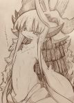  1other animal_ears bangs blunt_bangs eyebrows_visible_through_hair fur furry hat highres looking_at_viewer made_in_abyss mitsuba-sama_(milkba-ng) monochrome nanachi_(made_in_abyss) navel nipples open_mouth short_hair sketch smile solo stomach whiskers 
