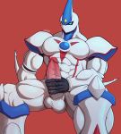  absurd_res armor balls big_balls big_penis e-zoid elemental_hero_neos genitals hi_res huge_penis human konami male mammal masturbation muscular penis simple_background sitting solo stroking_penis yu-gi-oh 