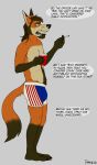  anthro body_hair canid canine english_text facial_hair fox foxmusk fur hair hi_res male mammal redneck solo swamp_(character) text 