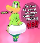  absurd_res anthro big_butt bodily_fluids breasts butt clothed clothing crocodilian dialogue female hi_res panties reptile scalie side_boob solo speech_bubble sydney_swamp_(vimhomeless) tears topless underwear vimhomeless 
