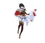  1girl absurdres alternate_costume armor artist_request bangs belt black_eyes black_hair boots cape closed_mouth elbow_gloves feather_trim fire_emblem fire_emblem:_thracia_776 fire_emblem_heroes full_body gloves hair_ornament highres lips looking_at_viewer official_art olwen_(fire_emblem) pants pelvic_curtain puffy_sleeves red_lips shiny shiny_hair short_hair shoulder_armor simple_background skin_tight solo striped thigh_boots thighhighs vertical_stripes white_background white_pants 