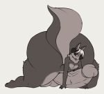  2019 angstrom anthro balls big_balls big_butt big_penis black_body black_fur black_hair butt canid canine canis digital_media_(artwork) erection fur genitals girly grey_background grey_body grey_fur hair hi_res huge_balls huge_butt huge_penis humanoid_genitalia humanoid_penis hyper hyper_balls hyper_butt hyper_genitalia hyper_penis lipstick makeup male mammal penis simple_background solo thick_thighs wide_hips wolf 