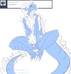  anthro ask_blog blue_body blush claws fan_character fangs fur horn kaiju male open_mouth purple_eyes shy simple_background sitting solo vipery-07 white_background white_body white_fur 