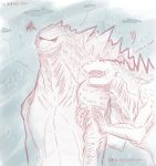  &lt;3 anthro anthrofied claws detailed_background dialogue dialogue_box duo english_text fangs female fish godzilla godzilla_(series) male male/female marine open_mouth open_smile smile spikes text toho underwater vipery-07 water zilla 