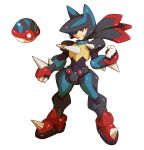  armor biometal boots canid canine canis chest_spike clothing footwear hi_res human human_only humanoid jackal lucario male mammal mega_evolution mega_lucario mega_man_zx megaman_(series) megamerge nintendo not_furry pok&eacute;ball pok&eacute;mon pok&eacute;mon_(species) reploid solo spikes tomycase video_games 