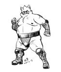  2020 anthro belly bulge humanoid_hands male mammal monochrome moobs nipples overweight overweight_male simple_background solo stbernand suid suina sumo sus_(pig) white_background wild_boar 