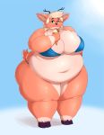  absurd_res anthro bikini breasts cervid clothing dessert female fimif food hi_res ice_cream mammal obese overweight smile solo swimwear 