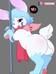  &lt;3 3:4 3_toes ? balls butt cute_fangs feral fur genitals girly grey_background hi_res legendary_pok&eacute;mon looking_at_viewer male nikkibunn nintendo pawpads paws pok&eacute;mon pok&eacute;mon_(species) pole presenting red_eyes scarf shaymin shiny_pok&eacute;mon short_tail simple_background sky_forme_shaymin solo stripper_pole toes video_games white_body willow_(altopikachu) 