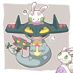  ._. 2027_(submarine2027) ? brown_background drakloak dreepy floating flying_sweatdrops gen_6_pokemon gen_8_pokemon goomy green_sclera looking_up no_humans on_head open_mouth outline pokemon pokemon_(creature) pokemon_on_head simple_background sliggoo sweatdrop tail tongue wavy_mouth yellow_sclera 