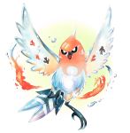  2016 ambiguous_gender avian beak feathered_wings feathers feral fire fletchinder hi_res nintendo pok&eacute;mon pok&eacute;mon_(species) shiba1311 simple_background solo video_games water white_background wings 