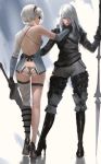  ass garter heels lingerie nier_automata no_bra sword wlop yorha_no.2_type_b yorha_type_a_no._2 