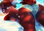  2020 amelia_(chikachi) anthro breasts butt canid canine canis clothing dannyckoo day female fur hair looking_at_viewer mammal outside pamf panties red_body red_fur red_hair smile snout solo thick_thighs underwear water wolf 