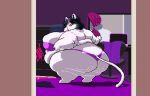  anthro belly big_belly big_breasts big_butt black_hair bra breasts butt calorie catti_(deltarune) cellulite cleavage cleavage_overflow clothed clothing deltarune detailed_background digital_media_(artwork) domestic_cat doorway felid feline felis female frown fur hair highlights_(coloring) huge_breasts huge_butt huge_hips huge_thighs looking_at_viewer looking_back love_handles mammal morbidly_obese morbidly_obese_female obese obese_female overweight overweight_female panties pillarbox pixel_(artwork) purple_highlights rear_view short_hair skimpy solo standing thick_thighs three-quarter_view underwear video_games whiskers white_body white_fur wide_hips yellow_sclera 
