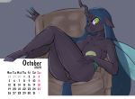  absurd_res anthro anthrofied arthropod big_breasts breasts calendar chair changeling female friendship_is_magic furniture genitals hasbro hi_res longtailshort my_little_pony nude pussy queen_chrysalis_(mlp) sitting text url 