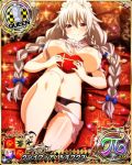  1girl braid card_(medium) character_name chess_piece grayfia_lucifuge grey_hair high_school_dxd high_school_dxd_hero long_hair maid_headdress official_art queen_(chess) red_eyes solo trading_card 