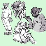  anthro black_and_white bodily_fluids cigarette collared_shirt drooling facial_piercing fangs fawnsdraws hyaenid male mammal monochrome mouth_shot nose_piercing open_mouth piercing saliva smoking solo striped_hyena 