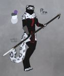  2020 anthro assassin blokfort breasts chest_tuft clothing felid female hi_res hood mammal mask melee_weapon ninja pantherine polearm snow_leopard solo spear tuft warrior weapon 