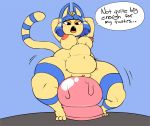  2019 3_toes abdominal_bulge angstrom animal_crossing ankha_(animal_crossing) anthro areola beaded_dildo big_breasts big_butt biped blue_hair breasts butt crouching dialogue digital_media_(artwork) dildo dildo_sitting domestic_cat english_text felid feline felis female front_view fur genitals hair hi_res huge_butt hyper_dildo hyper_insertion hyper_penetration mammal nintendo nipples noseless nude open_mouth penetration pussy sex_toy simple_background solo speech_bubble text thick_thighs toes vaginal vaginal_penetration video_games wide_hips yellow_body yellow_fur 
