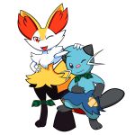  2015 alphaws ambiguous_gender black_body black_fur blue_body blue_fur braixen dewott duo ear_tuft fangs fingers fur grey_body grey_fur hi_res mammal nintendo one_eye_closed open_mouth orange_body orange_fur pink_nose pok&eacute;mon pok&eacute;mon_(species) shell smile tuft video_games whiskers white_body white_fur yellow_body yellow_fur 