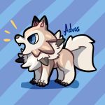  advos467 black_claws black_nose blue_background blue_eyes brown_body brown_fur claws feral fur hi_res lycanroc midday_lycanroc nintendo open_mouth pink_inner_ear pok&eacute;mon pok&eacute;mon_(species) sharp_teeth simple_background solo spikes teeth tuft video_games white_body white_fur 