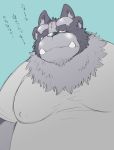  3_eyes anthro fur grey_body grey_fur japanese_text male monster moobs multi_eye multicolored_body multicolored_fur one_eye_closed orange_eyes overweight overweight_male text tired tokyo_afterschool_summoners translation_request tsathoggua two_tone_body two_tone_fur video_games wantaro 