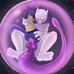  anal anal_penetration anthro anus balls bodily_fluids bubble canid canine cowgirl_position duo genitals hi_res legendary_pok&eacute;mon lucario male male/male male_on_bottom male_on_top male_penetrated male_penetrating male_penetrating_male mammal mewtwo nintendo nude on_bottom on_top orionsmaniac_(artist) penetration penis pok&eacute;mon pok&eacute;mon_(species) purple_balls purple_body sex space video_games 