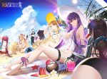  6+girls ak_5_(girls_frontline) arm_support artist_request ass bangs beach black_hair blonde_hair blue_eyes blue_sky blurry blurry_foreground breasts cleavage closed_mouth coconut copyright_name day depth_of_field flower girls_frontline hand_on_headwear hat hat_flower highres js_9_(girls_frontline) kac-pdw_(girls_frontline) large_breasts long_hair looking_at_viewer low_twintails multicolored_hair multiple_girls octopus official_art one-piece_swimsuit outdoors parted_bangs pp-19_(girls_frontline) prosthesis prosthetic_arm purple_hair red_eyes ringlets sidelocks sitting sky small_breasts smile streaked_hair sun_hat swimsuit thigh_strap twintails two-tone_hair very_long_hair wariza white_swimsuit zb-26_(girls_frontline) 