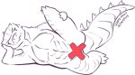  anthro anthrofied censored claws godzilla godzilla_(series) lying male muscular muscular_anthro muscular_male simple_background solo spikes toho vipery-07 white_background 
