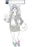  anthro anthrofied claws clothed clothing eyewear fan_character fangs female flat_chested fur glasses hi_res horn kaiju open_mouth simple_background solo vipery-07 white_background white_body white_fur 