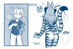  2020 ?! anthro butt casual_nudity clothed clothing comic conditional_dnp dialogue doll duo english_text faceless_female felid female flora_(twokinds) fur hi_res holding_object human humor keidran male mammal monochrome nude pantherine raised_tail rear_view simple_background sketch sound_effects striped_body striped_fur stripes surprise text tiger tom_fischbach trace_legacy twokinds voodoo_doll webcomic white_background 
