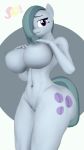  3d_(artwork) absurd_res anthro anthrofied big_breasts breasts digital_media_(artwork) equid equine female friendship_is_magic genitals hi_res holding_breast jdarts mammal marble_pie_(mlp) my_little_pony nipples nude pussy solo 