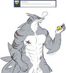  ambiguous_gender anatid animal_genitalia anseriform anthro anthrofied avian bird carrying claws duck egan fan_character fangs fish fur genital_slit genitals grey_body hi_res male marine multicolored_body muscular muscular_anthro muscular_male open_mouth scar shark simple_background slit solo two_tone_body vipery-07 white_background white_body yellow_body yellow_fur 