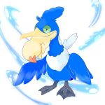  1:1 2020 ambiguous_gender ambiguous_prey avian beak bird blue_body blue_feathers cramorant duo feathers fennekin feral fur green_eyes mammal maple926 nintendo pok&eacute;mon pok&eacute;mon_(species) simple_background standing video_games vore white_background wings yellow_beak yellow_body yellow_fur 