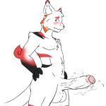  about_to_blow anthro big_penis bodily_fluids embarrassed felid feline genital_fluids genitals girly hyper infernaltee_(artist) lynx male mammal penis precum solo tee_(infernaltee) 