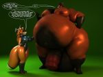  2019 3d_(artwork) animal_genitalia animal_penis anthro anthroanim balls big_balls big_breasts big_penis breasts canid canine dialogue digital_media_(artwork) duo english_text equid equine equine_penis female fox front_view genitals green_background hair horse huge_balls huge_penis hyper hyper_balls hyper_genitalia hyper_penis long_hair male mammal nipples obese obese_anthro obese_male overweight overweight_anthro overweight_male penis rubber_fox_lady simple_background speech_bubble standing text 